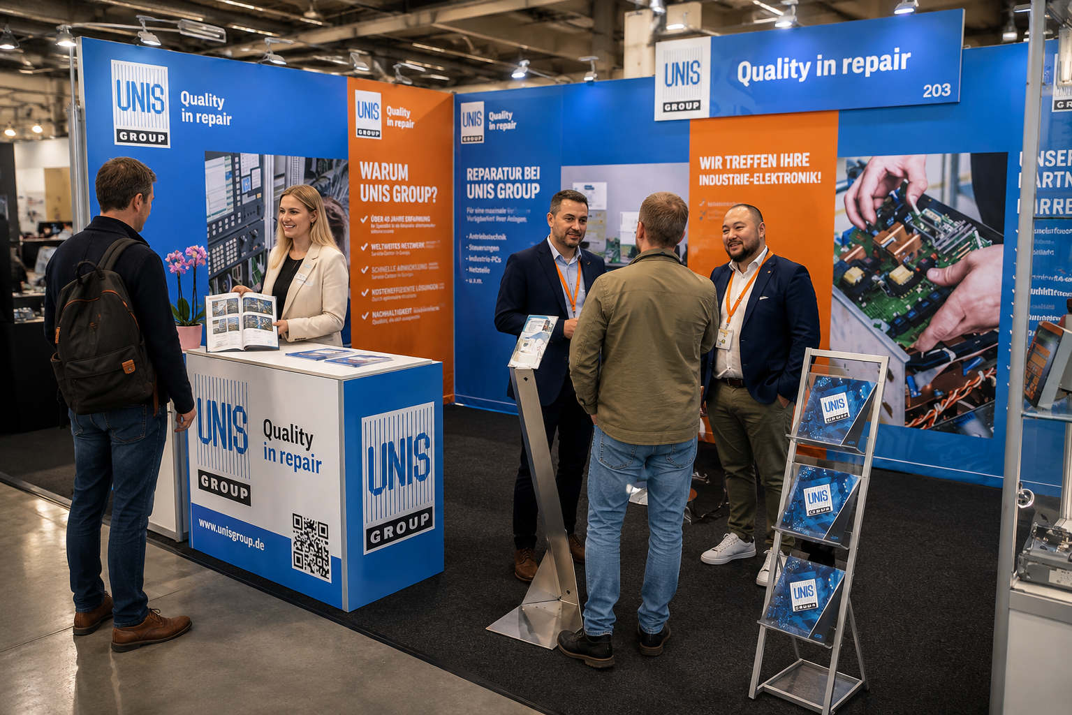 UNIS Group beursstand met interactie met bezoekers